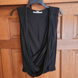 DIANE von FURSTENBERG Issie Sleeveless Silk Blouse, Black, Size XS